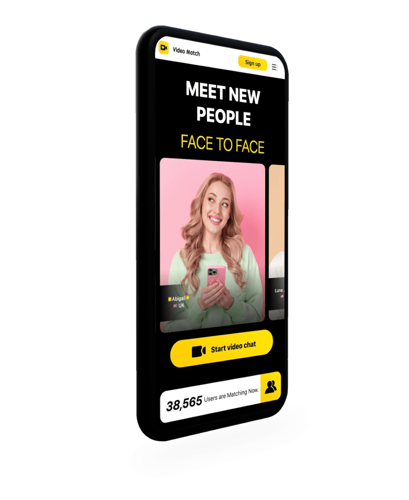 Video Match’s positive and welcoming user interface to start a video chat